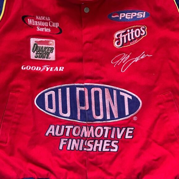 Vintag Jeff Hamilton Racing Jeff Gordon Dupont Nascar Flames Jacket Size Large - Picture 2 of 8